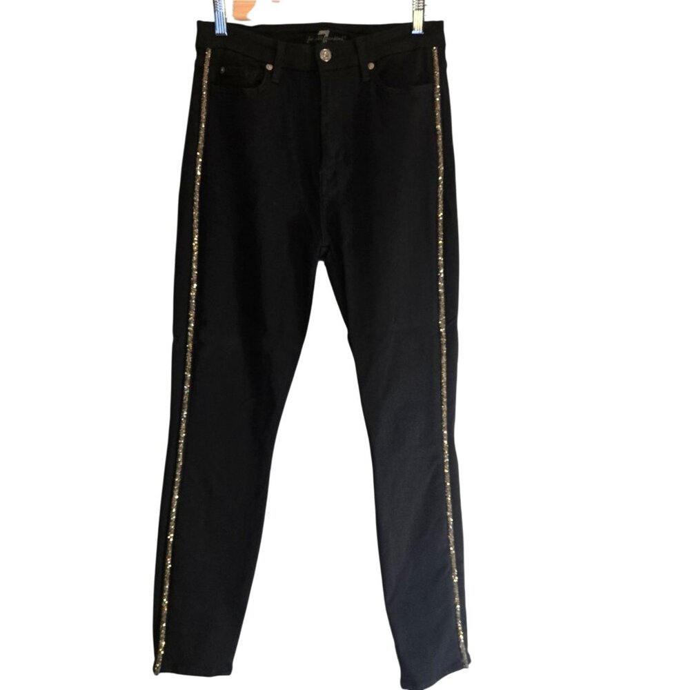 7 for all mankind size 28 Black, stretch, embellished jeans